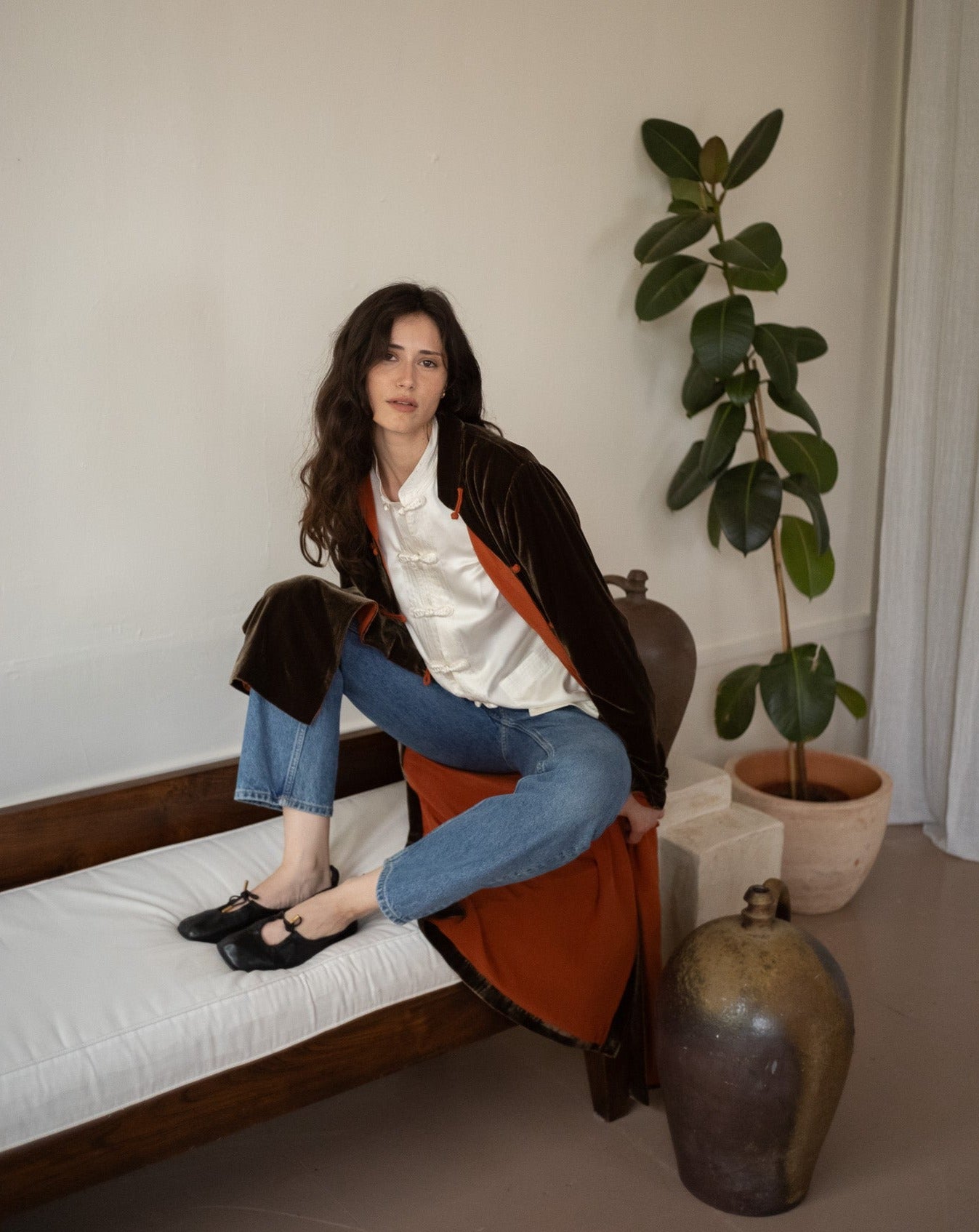 Long Velvet Jacket – Brown