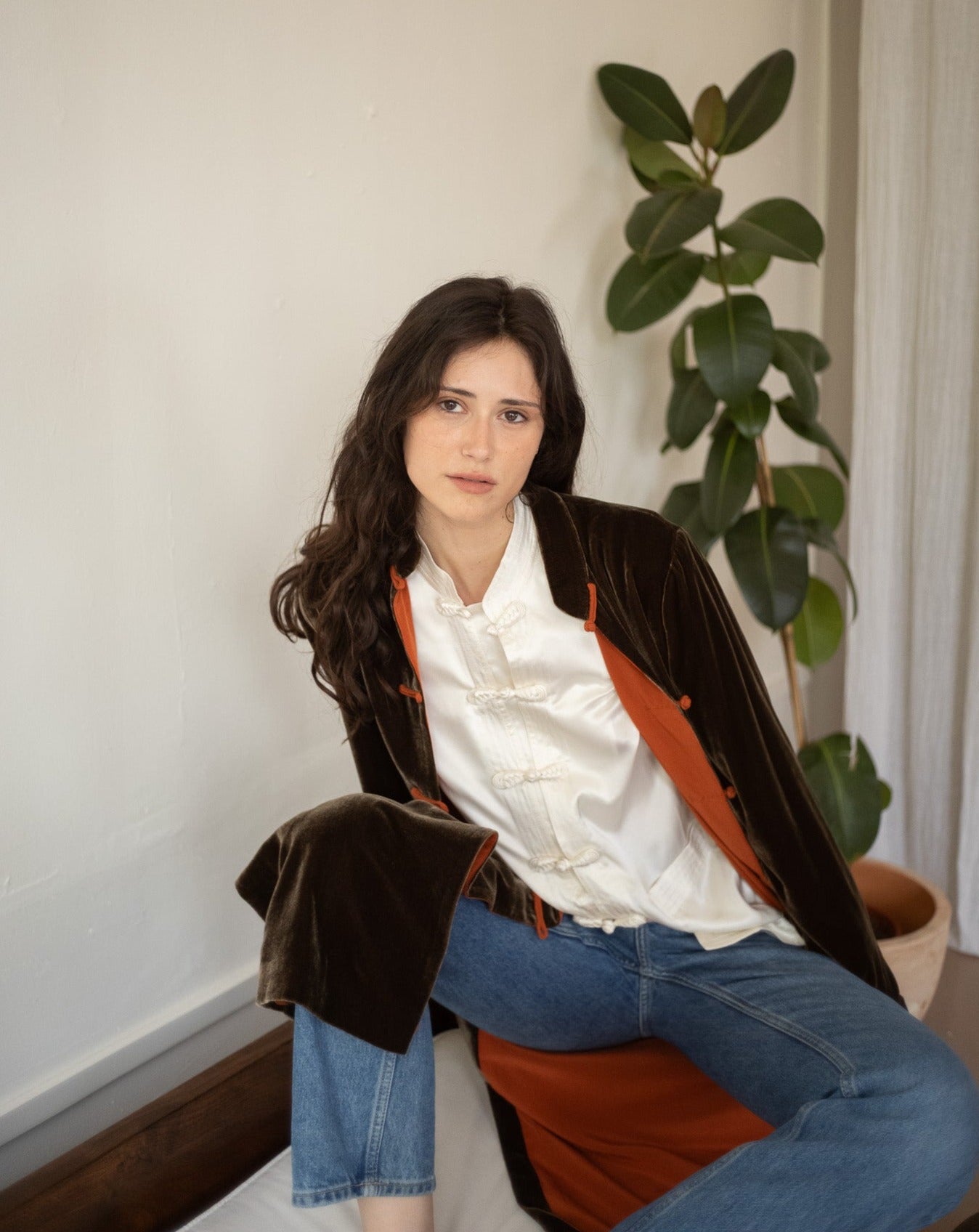Long Velvet Jacket – Brown