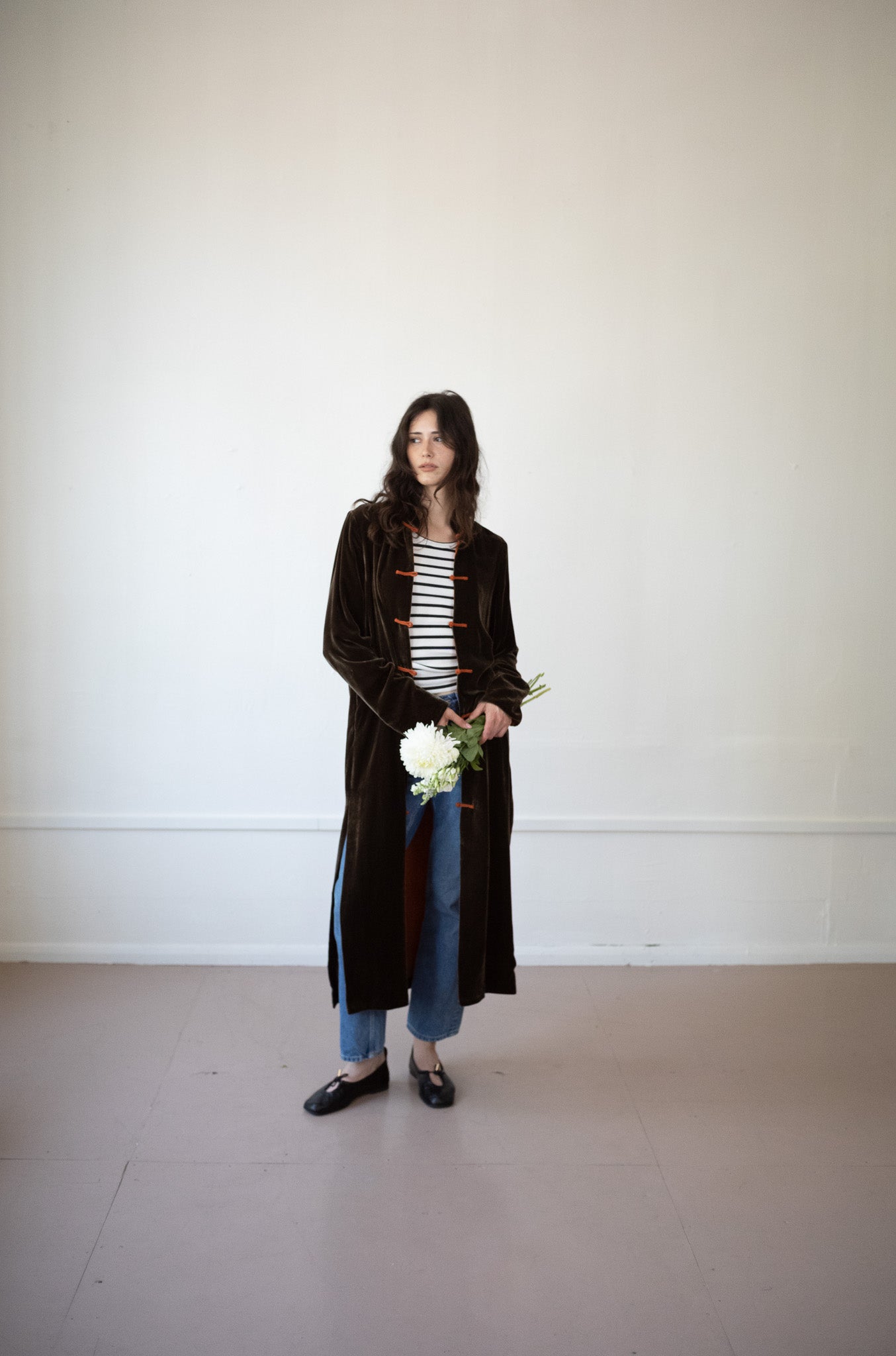 Long Velvet Jacket – Brown