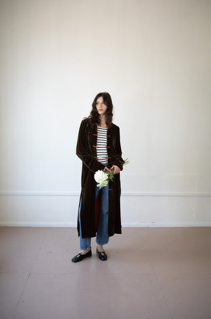 Long Velvet Jacket – Brown