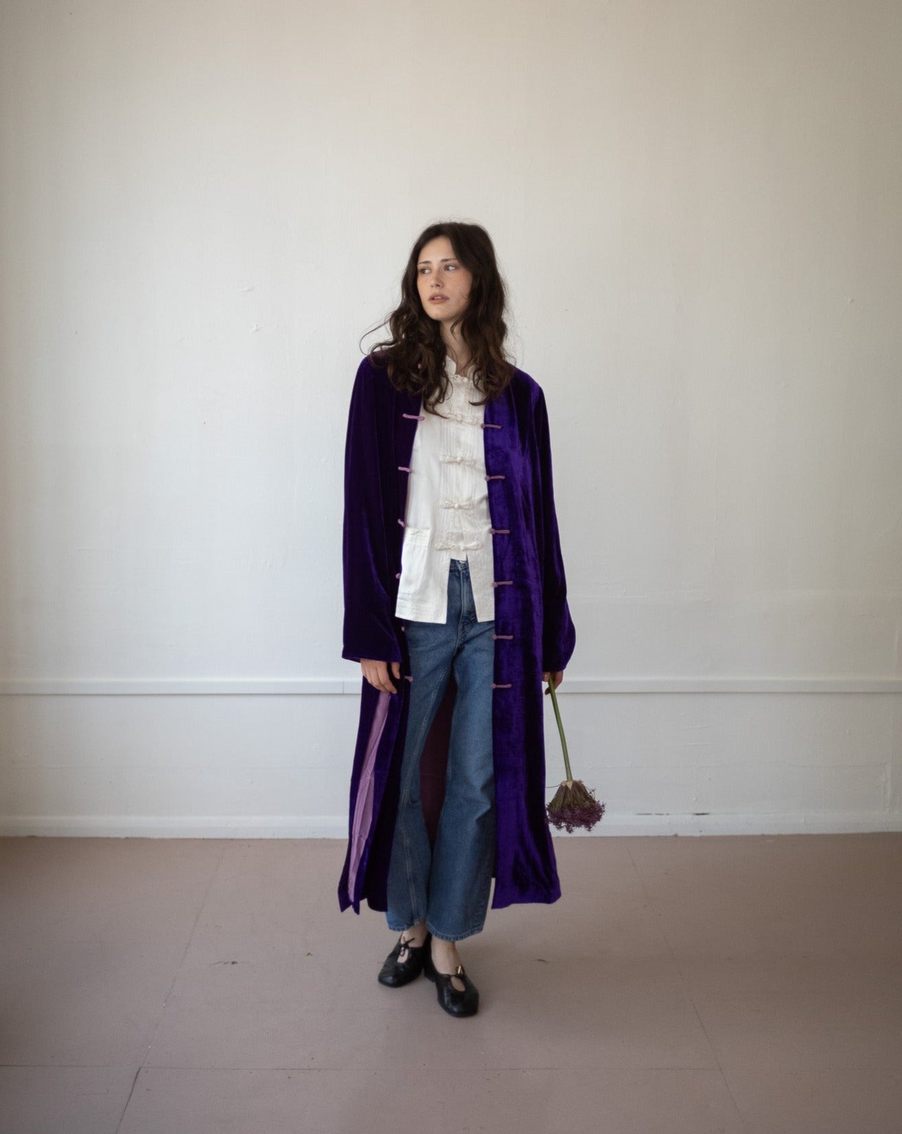 Long Velvet Jacket – Purple