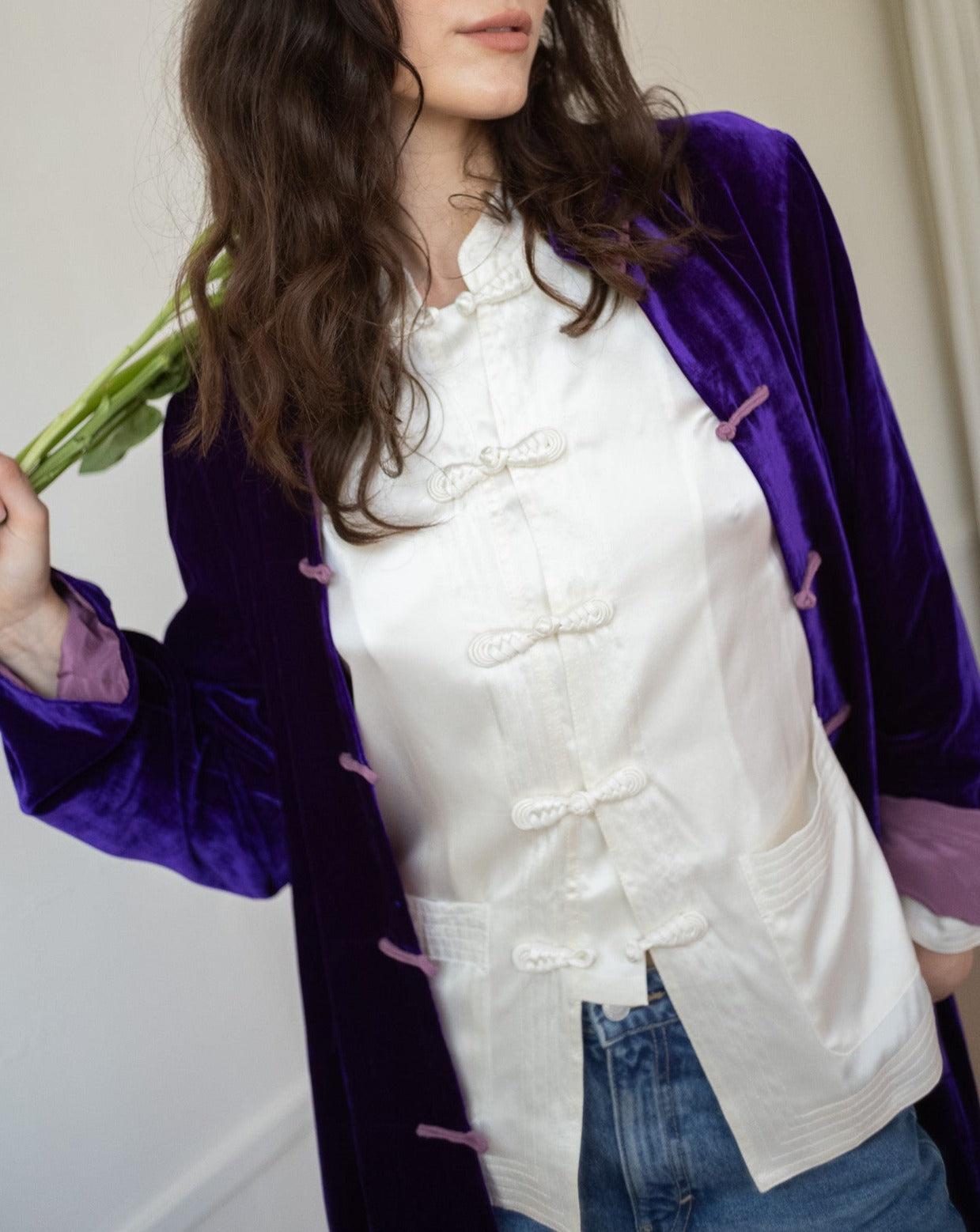 Long Velvet Jacket – Purple