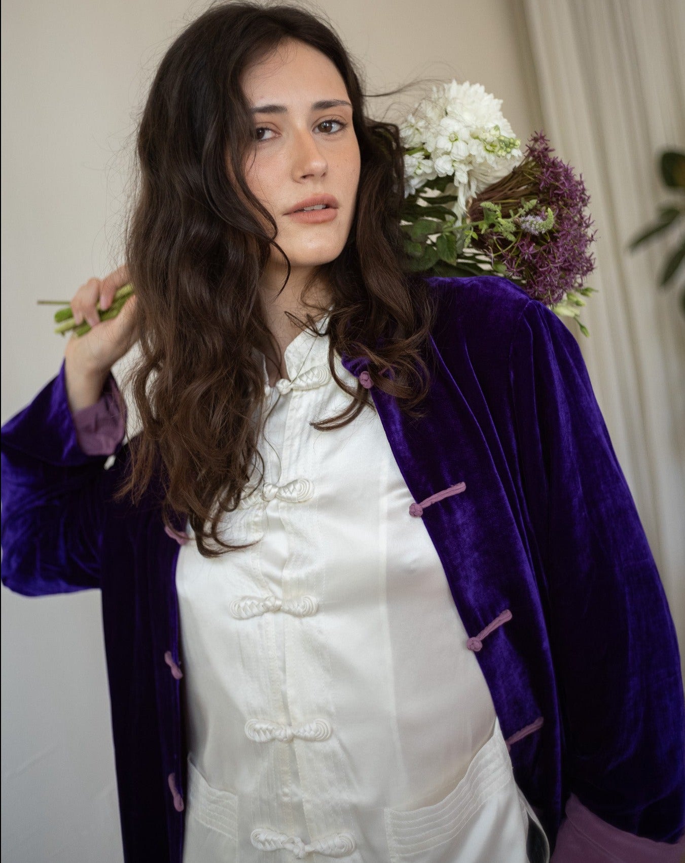 Long Velvet Jacket – Purple