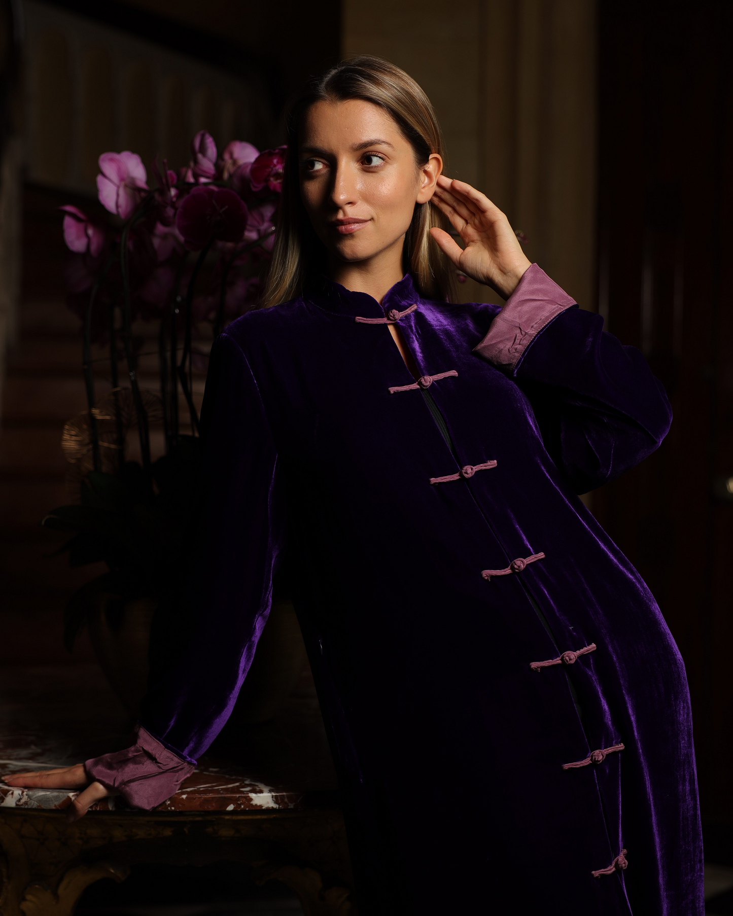 Long Velvet Jacket – Purple