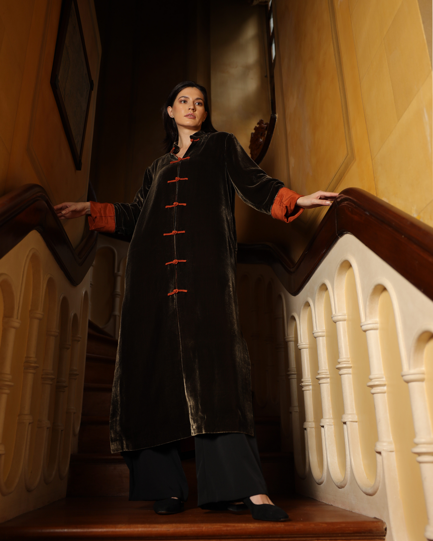 Long Velvet Jacket – Brown