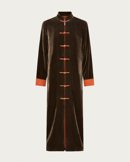 Long Velvet Jacket – Brown
